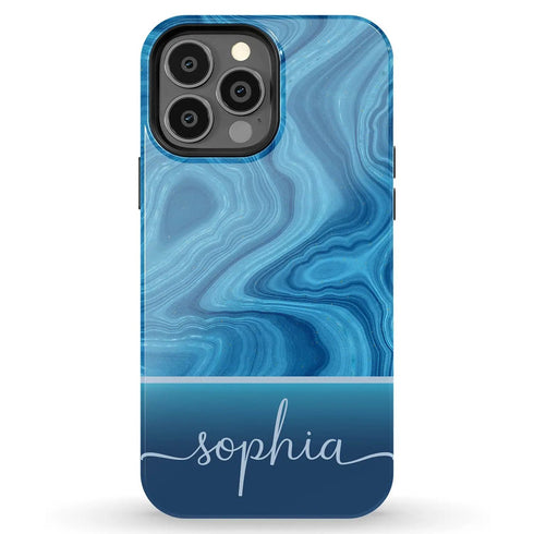 Blue Agate Custom Name iPhone Case